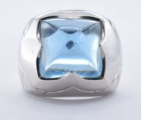 18CT WHITE GOLD BULGARI BLUE TOPAZ 'PYRAMID' RING