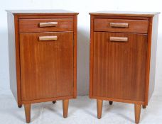 TWO TEAK WOOD BEDSIDE CABINETS