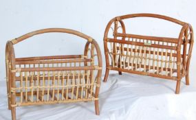 TWO VINTAGE RETRO BAMBOO MAGAZINE RACKS