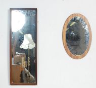 TWO RETRO VINTAGE 20TH CENTURY TEAK FRAMED MIRRORS