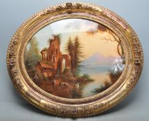 ANTIQUE PAINTING OF A RUINED CASTLE