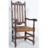 CAROLEAN REVIVAL OAK THRONE CHAIR