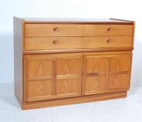 RETRO VINTAGE TEAK WOOD NATHAN SQUARES PATTERN SIDEBOARD CREDENZA