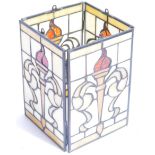 VINTAGE STAINED GLASS HANGING CEILING LIGHT SHADE