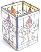 VINTAGE STAINED GLASS HANGING CEILING LIGHT SHADE