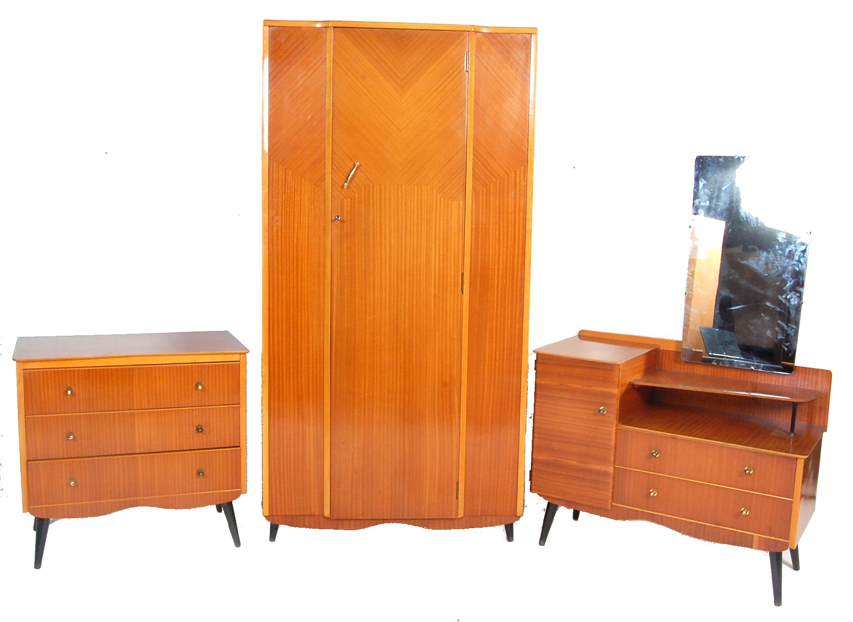 1960'S LIGHT WALNUT THREE PIECE BEDROOM SUITE