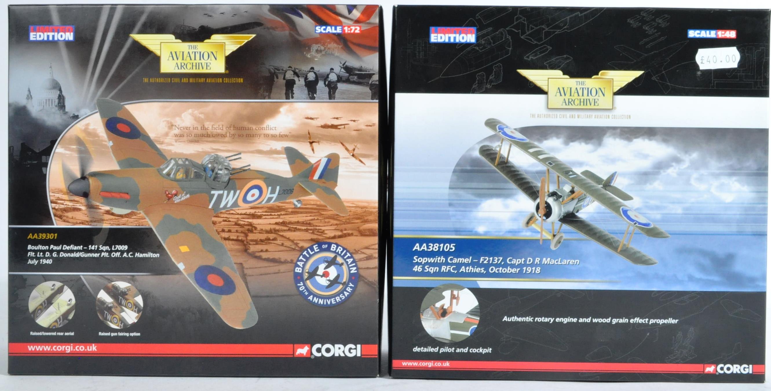 CORGI AVIATION ARCHIVE - TWO BOXED 1/72 & 1/48 SCALE MODELS