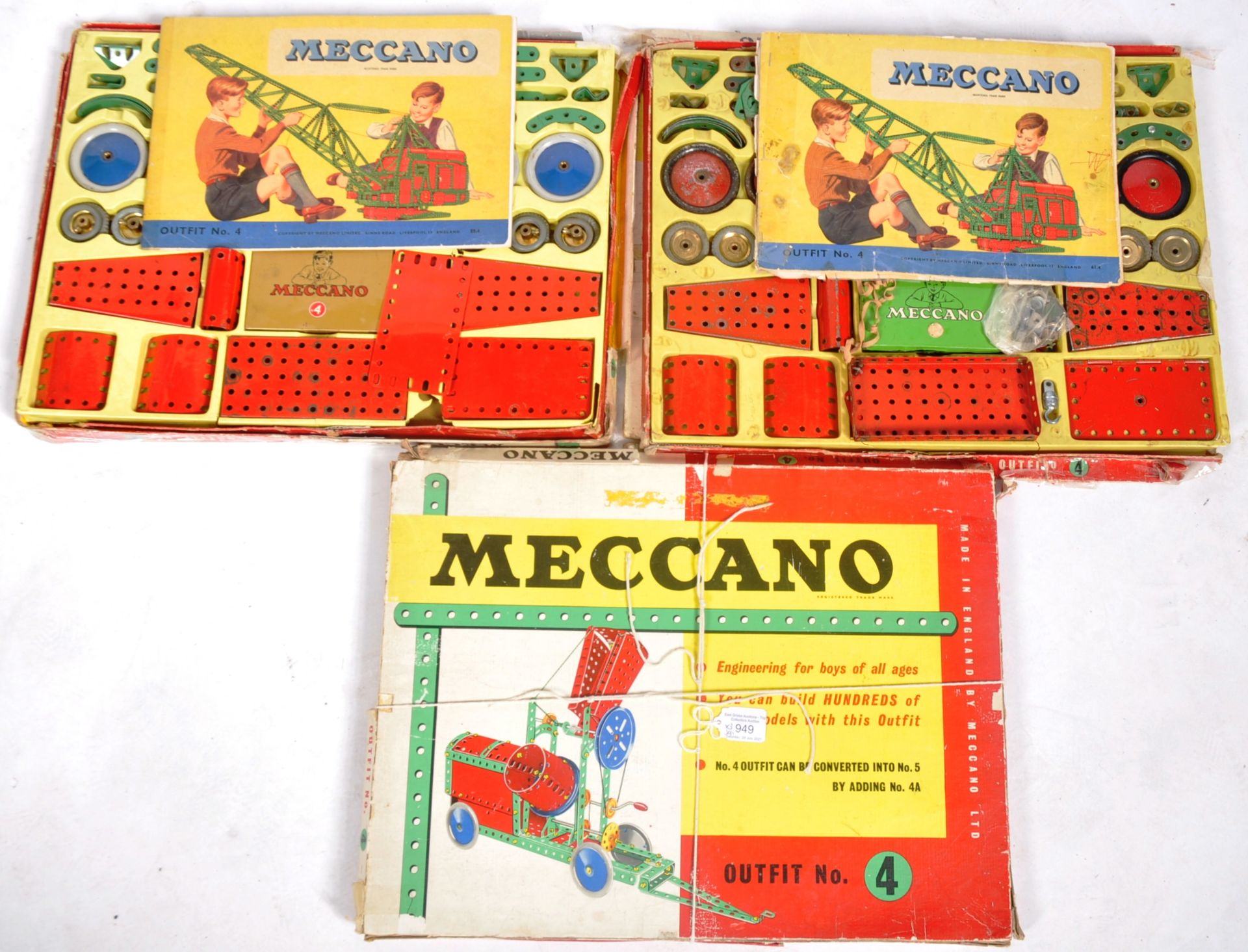 THREE VINTAGE MECCANO MADE OUTFIT NO 4 SETS - Image 5 of 7