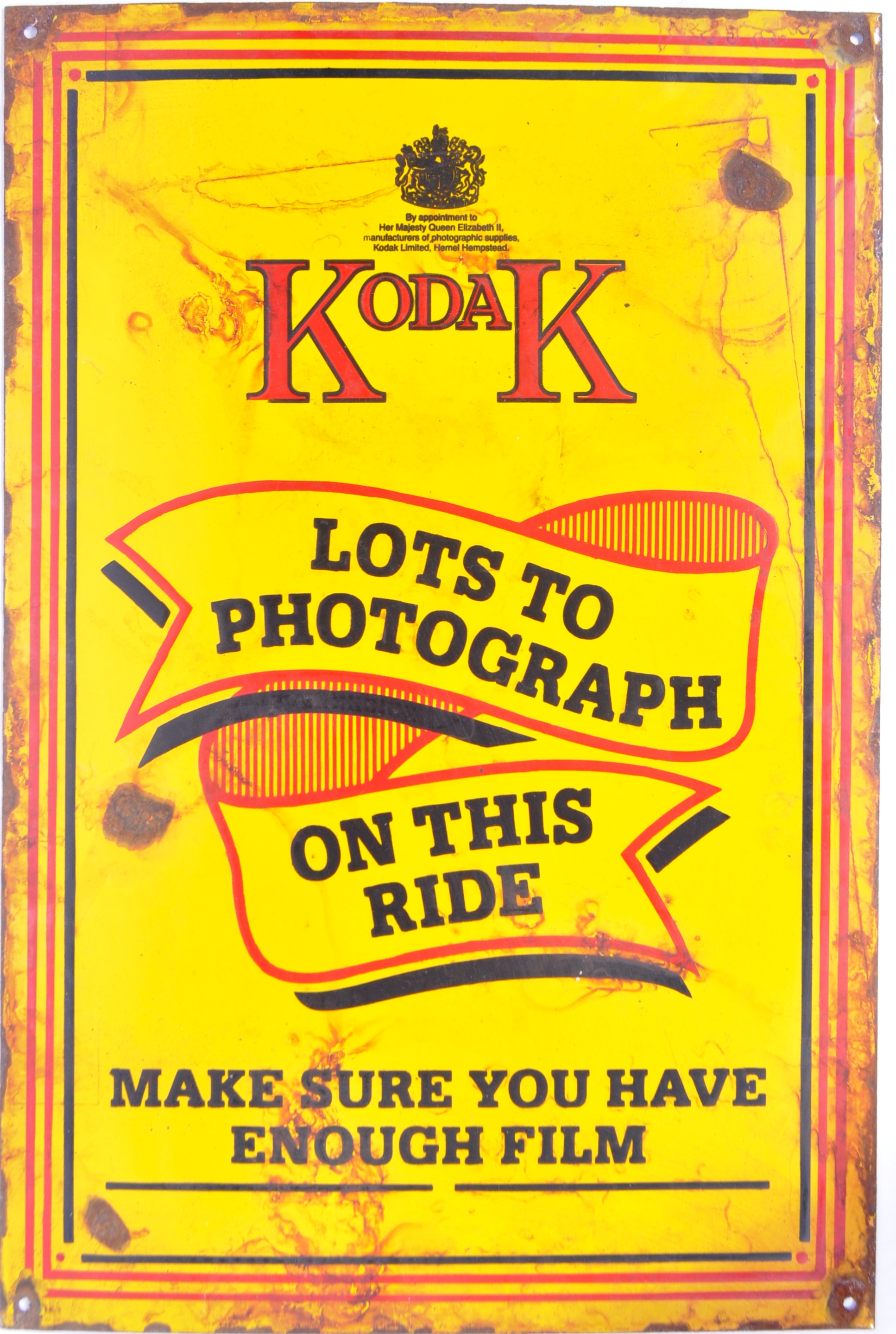 VINTAGE 1950S RAILWAY KODAK ADVERTISING ENAMEL SIGN