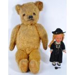 VINTAGE ENGLISH TEDDY BEAR AND GERMAN SCHUCO DOLL