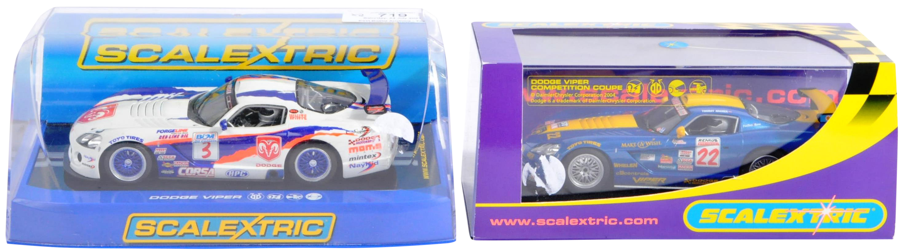 SCALEXTRIC - TWO 1/32 SCALE BOXED SLOT RACING CARS