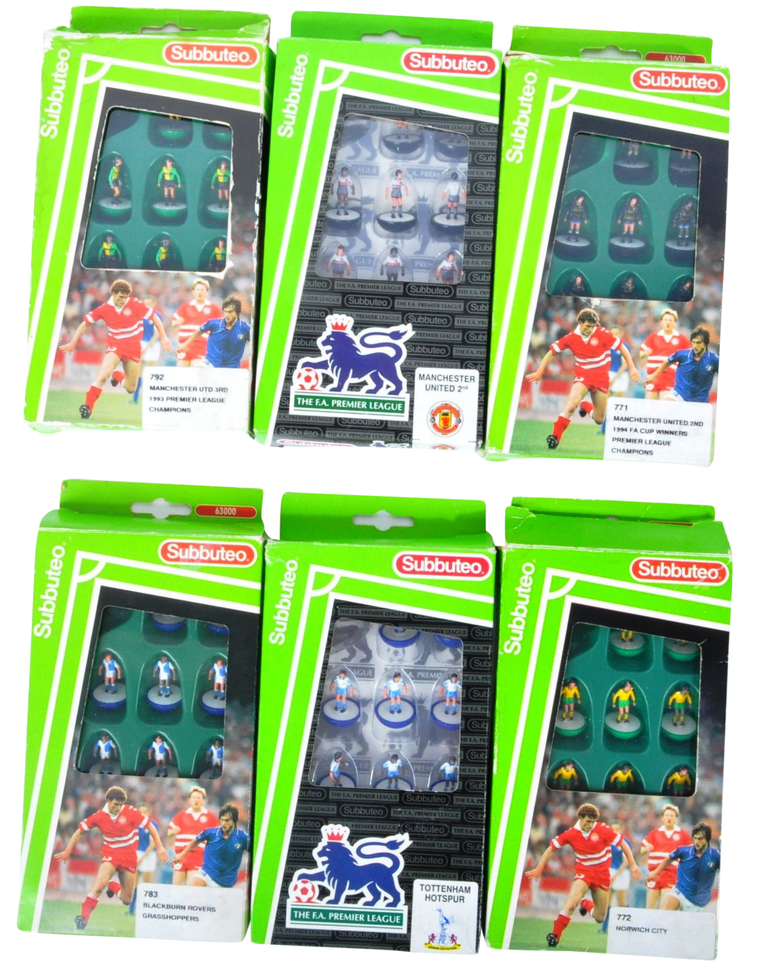 COLLECTION OF X6 VINTAGE SUBBUTEO PREMIER LEAGUE FOOTBALL TEAMS