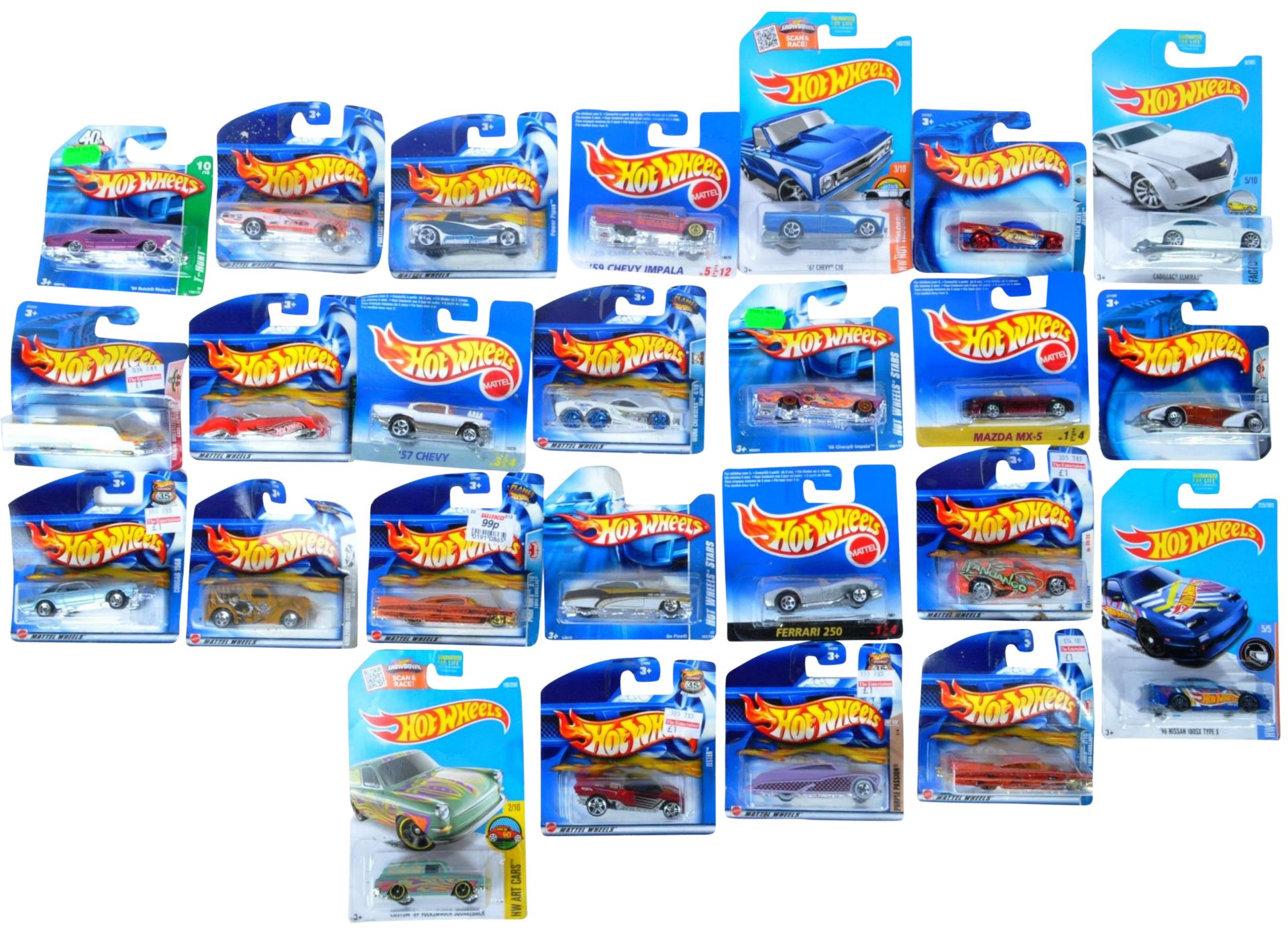 LARGE COLLECTION OF CARDED HOTWHEELS DIECAST MODEL CARS