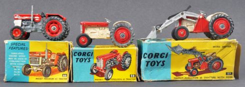 COLLECTION OF X3 ORIGINAL VINTAGE CORGI TOYS DIECAST TRACTORS