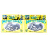 TWO ORIGINAL VINTAGE MGM ' CHIPS ' DIECAST MODEL MOTORBIKES