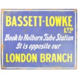 RARE ANTIQUE BASSETT LOWKE ENAMEL ADVERTISING SIGN