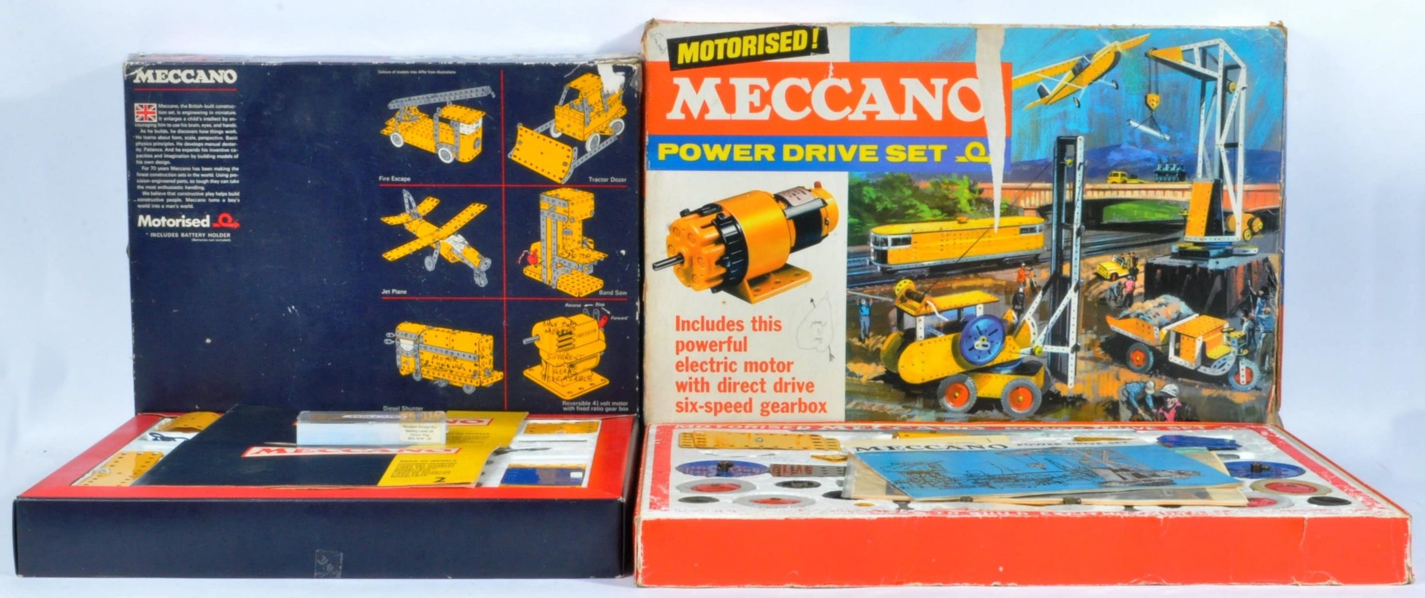 TWO VINTAGE MECCANO MADE MOTORISED CONSTRUCTOR SETS