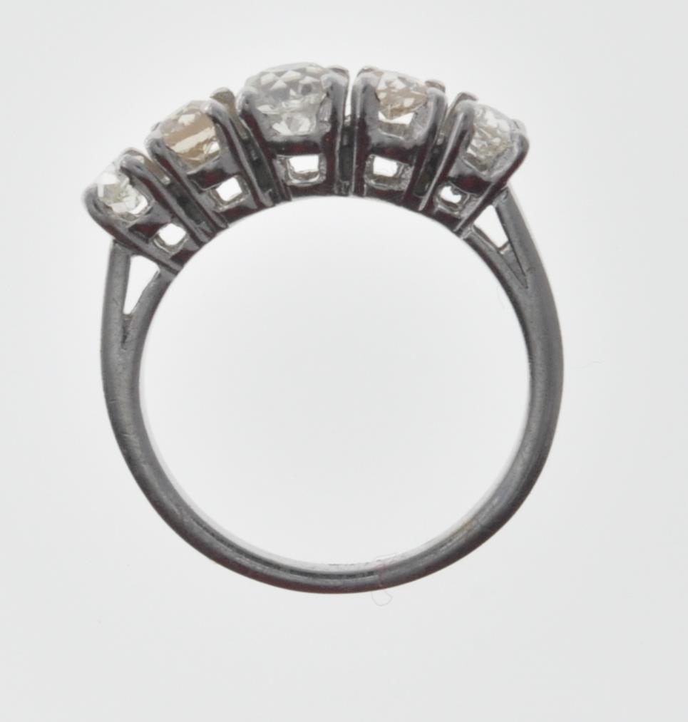 FRENCH WHITE GOLD AND DIAMOND FIVE STONE RING - Image 6 of 6