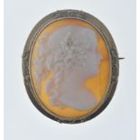 VICTORIAN ANTIQUE CARVED SHELL CAMEO BROOCH