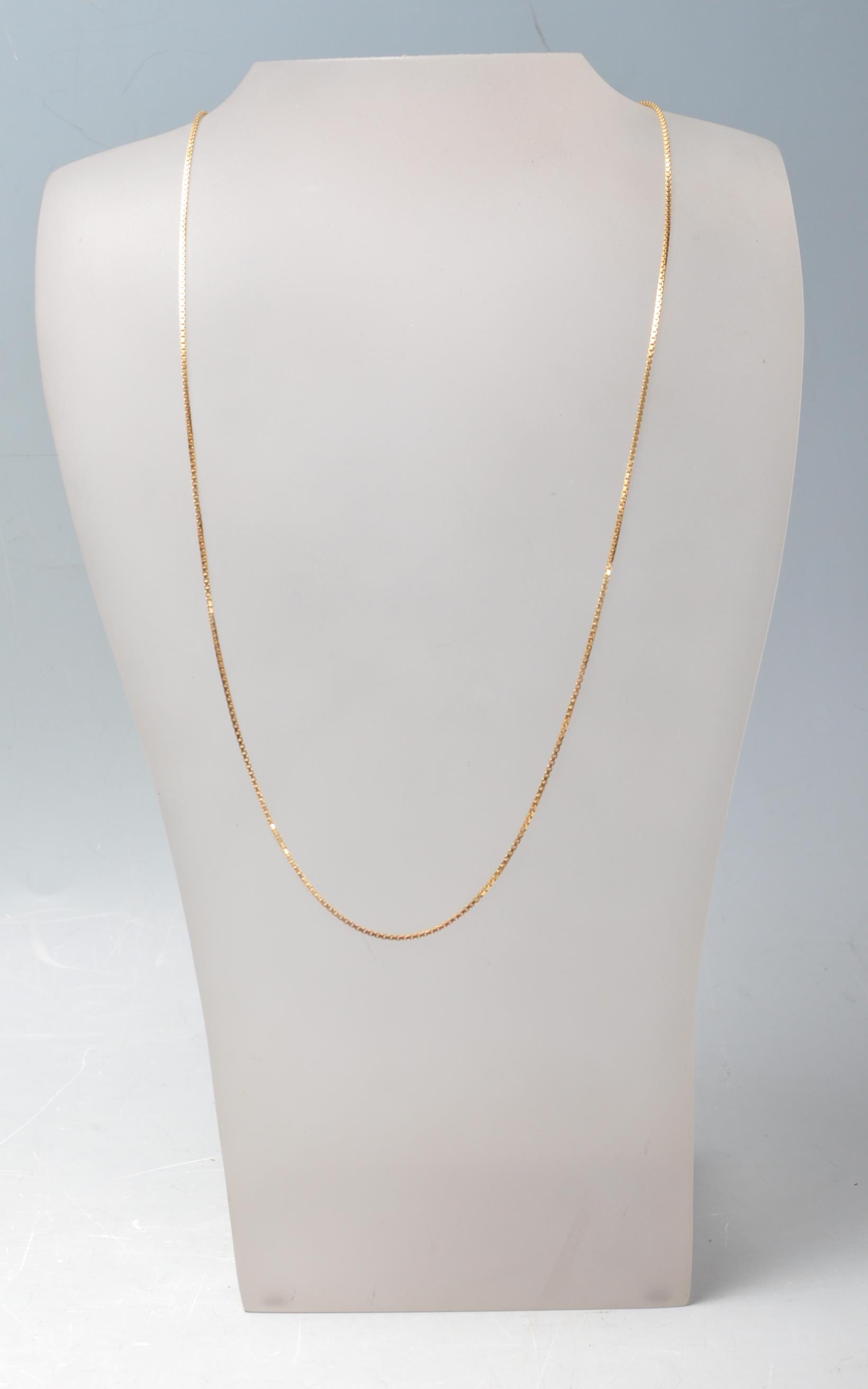 18CT GOLD BOX LINK NECKLACE CHAIN