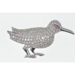 VINTAGE DIAMOND AND RUBY BIRD BROOCH