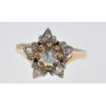 GOLD AND ROSE CUT DIAMOND FLOWER RING