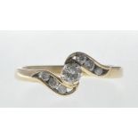 9CT GOLD AND DIAMOND CROSSOVER RING