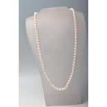 VINTAGE PEARL NECKLACE WITH BLUE STONE CLASP