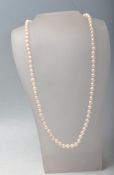 VINTAGE PEARL NECKLACE WITH BLUE STONE CLASP