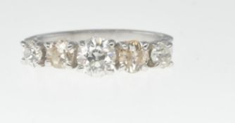 FRENCH WHITE GOLD AND DIAMOND FIVE STONE RING