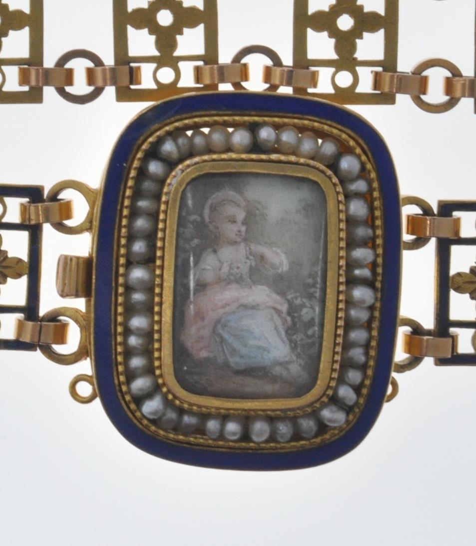 ANTIQUE FRENCH GOLD ENAMEL AND MINIATURE BRACELET - Image 3 of 6