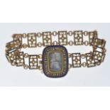 ANTIQUE FRENCH GOLD ENAMEL AND MINIATURE BRACELET