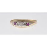 ANTIQUE 18CT GOLD DIAMOND AND RUBY RING