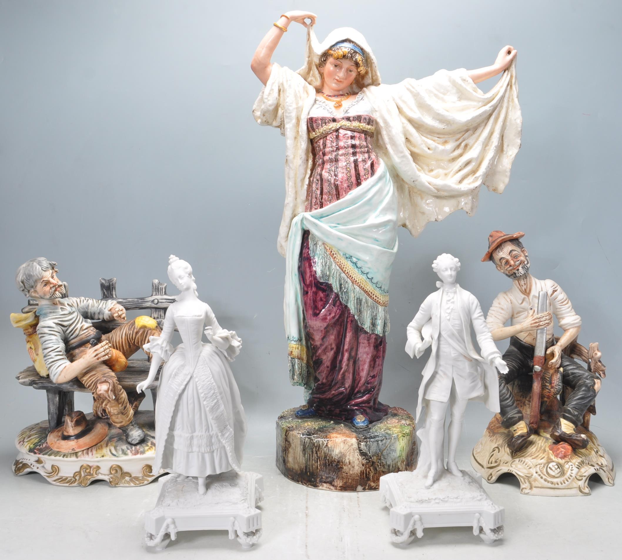 GROUP OF CAPODIMONTE & OTHER CERAMIC FIGURINES