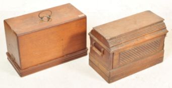 TWO EARLY 20TH CENTURY WOODEN CASE SEWING MACHINES