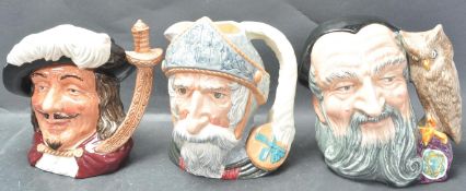 GROUP OF THREE 20TH CENTURY ROYAL DOULTON CHARACTER JUGS.