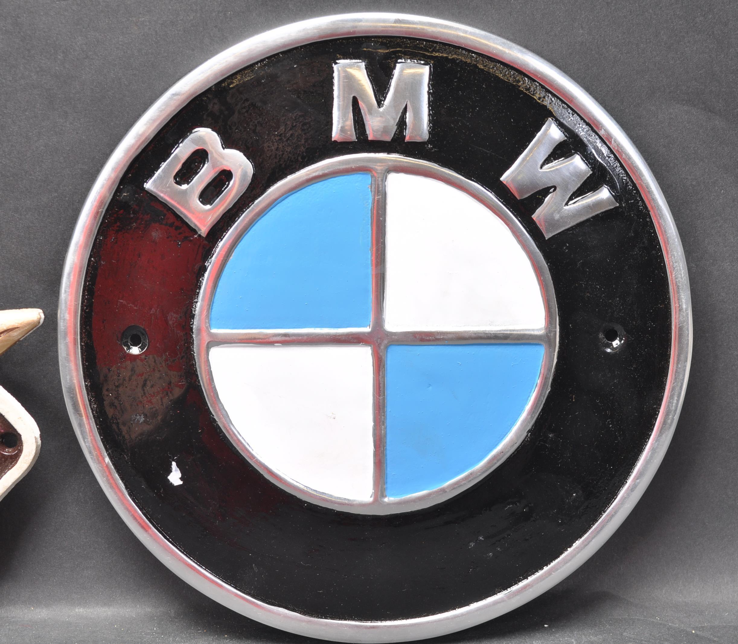 VINTAGE STYLE CAST ALUMINIUM SHOP DISPLAY BMW PLAQUE WITH ANOTHER - Image 2 of 4
