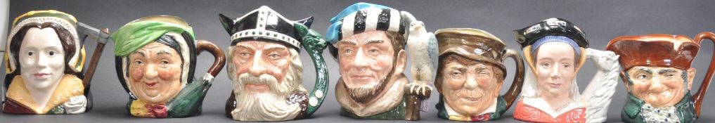 GROUP OF SEVEN 20TH CENTURY ROYAL DOULTON CHARACTER JUGS.