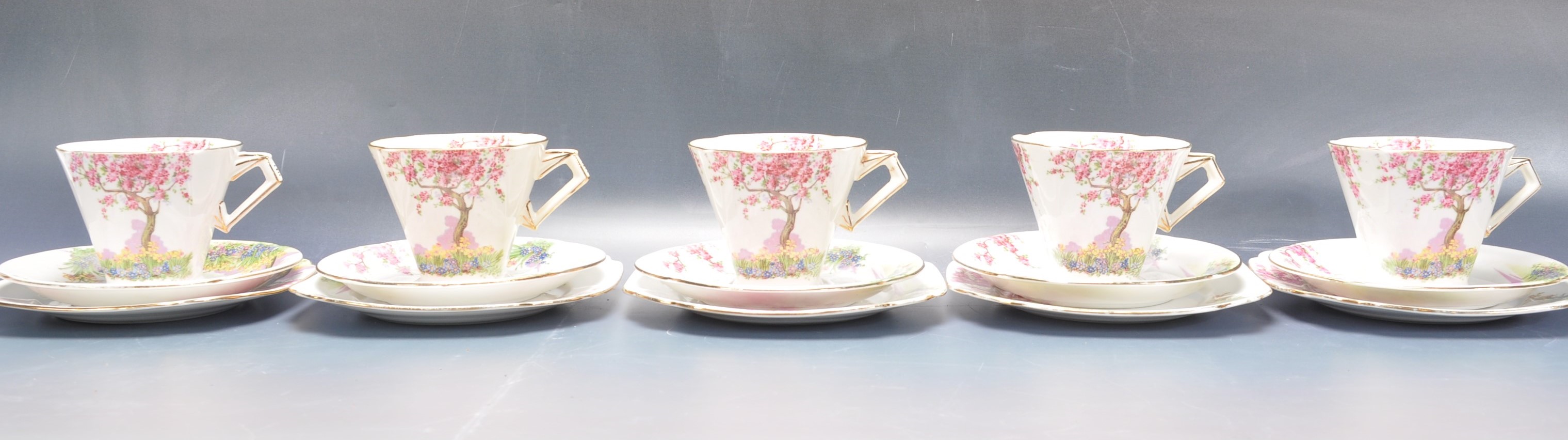 ART DECO CERAMIC TEA SERVICE SPRINGTIME PATTERN - Image 2 of 5