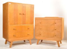 MID 20TH CENTURY LIGHT OAK BEDROOM SUITE