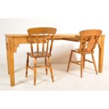 VICTORIAN PINE FARMHOUSE KITCHEN TABLE WITH TWO CHAIRS.
