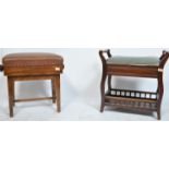 TWO EARLY 20TH CENTURY WOODEN PIANO STOOLS