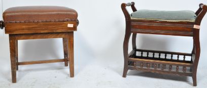 TWO EARLY 20TH CENTURY WOODEN PIANO STOOLS