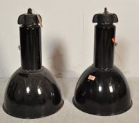 PAIR OF 20TH CENTURY CIRCA 1960S INDUSTRIAL FACTORY PENDANT LIGHTS.