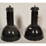 PAIR OF 20TH CENTURY CIRCA 1960S INDUSTRIAL FACTORY PENDANT LIGHTS.