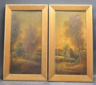 GEORGE HARRIS LOCAL BRITISH BRISTOL VICTORIAN ARTIST. PAIR OF OIL ON CANVAS LANDSCAPES.