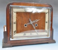 EARLY 20TH CENTURY ART DECO OAK CASED MANTEL CLOCK