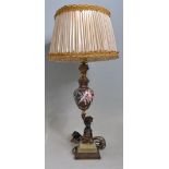 20TH CENTURY BRASS AND ENAMEL DESK LAMP / TABLE LAMP