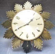 VINTAGE RETRO 20TH CENTURY METAMEC SUNBURNT WALL CLOCK