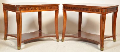 TWO CROSSBANDED REGENCY REVIVAL SIDE TABLES